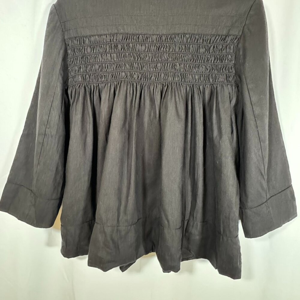 Max Studio Women’s Cropped Linen Jacket Size Large Black Rayon Lining - Picture 7 of 14